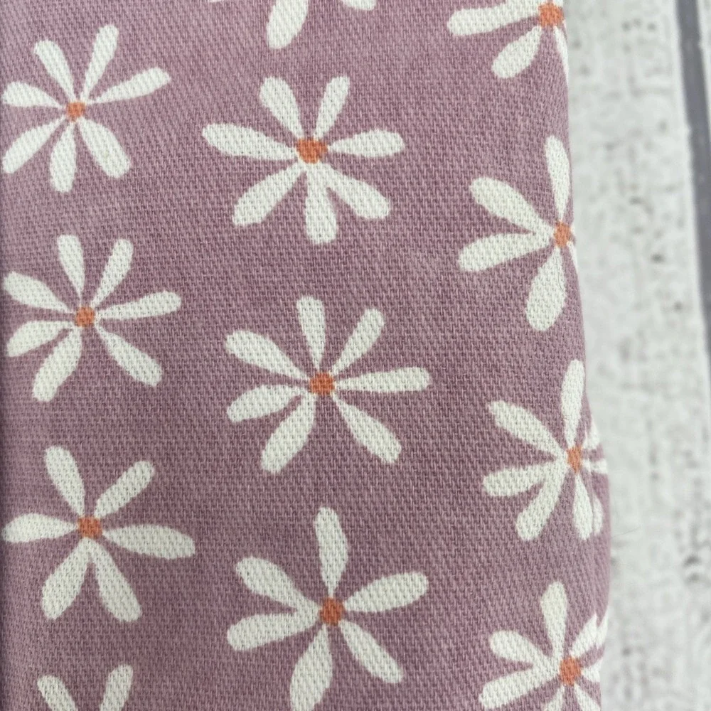 Novogratz Shower Curtain Pink Purple White Daisy Flowers 100% Cotton Fabric